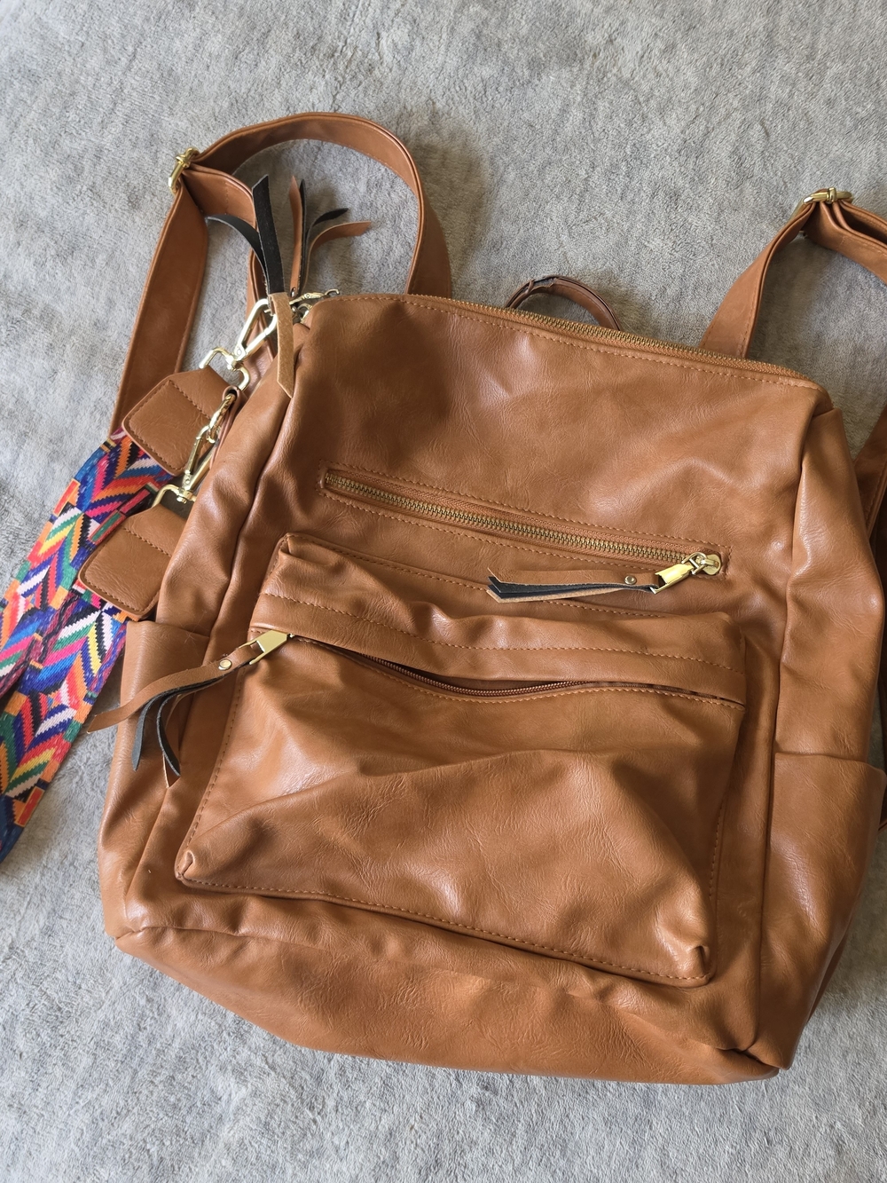 Modern & Chic Brielle Convertible Bag tan faux leather